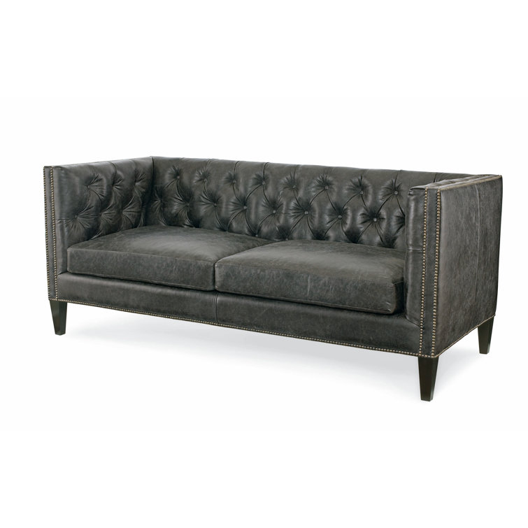 Century Andrews 78" Genuine Leather Tuxedo Arm Sofa Perigold